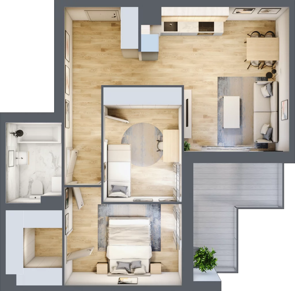 3 pokoje, mieszkanie 65,00 m², piętro 2, oferta nr B9-K2-2-3, Żerniki Na Novo III, Wrocław, Żerniki, ul. Maxa Berga