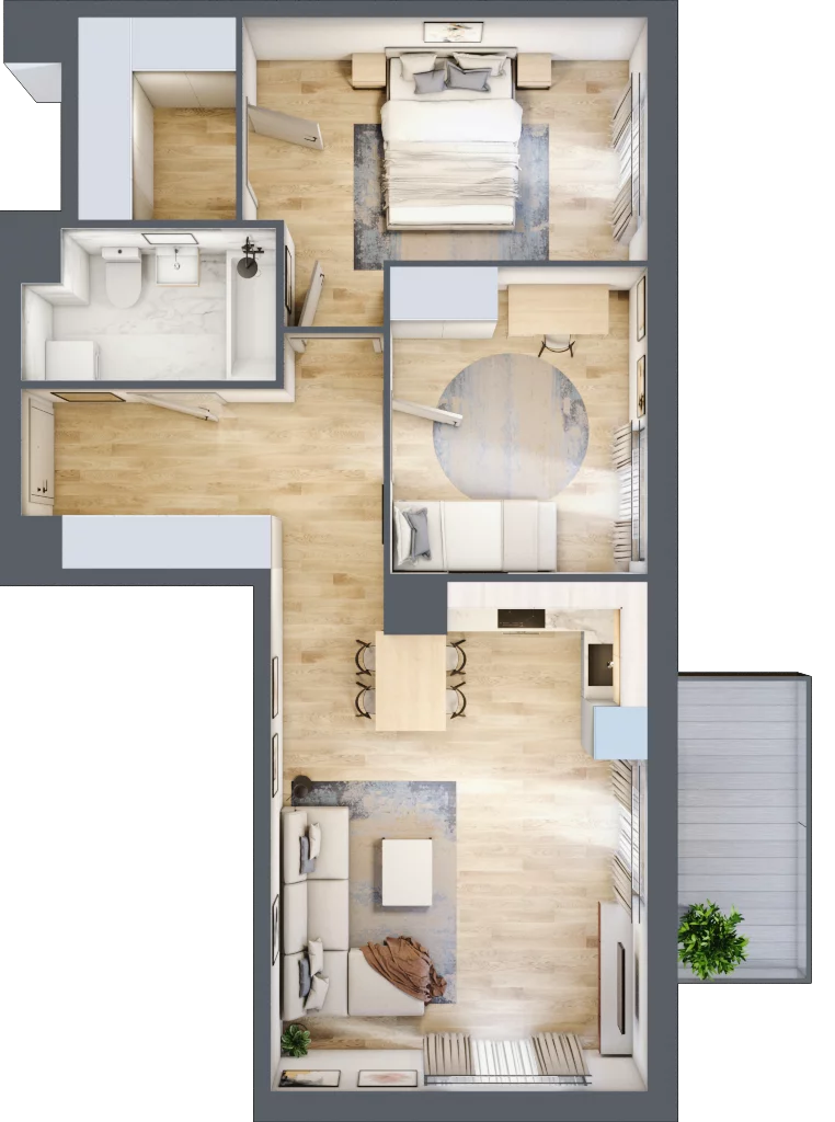 3 pokoje, mieszkanie 64,46 m², piętro 3, oferta nr B9-K1-3-2, Żerniki Na Novo III, Wrocław, Żerniki, ul. Maxa Berga