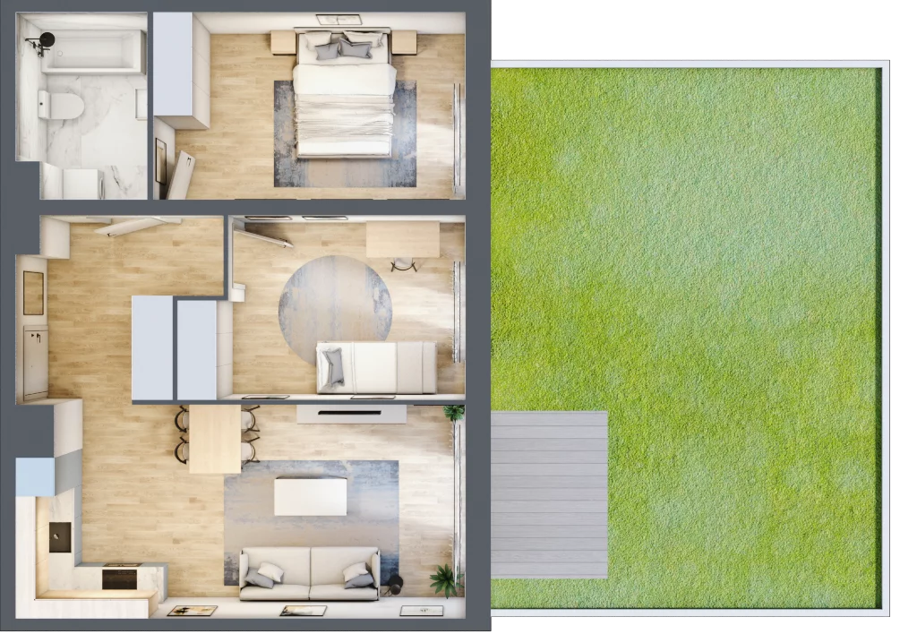 3 pokoje, mieszkanie 62,19 m², parter, oferta nr B9-K1-0-4, Żerniki Na Novo III, Wrocław, Żerniki, ul. Maxa Berga