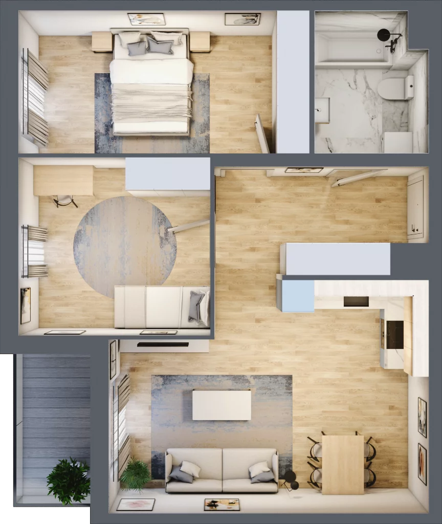 3 pokoje, mieszkanie 63,36 m², piętro 4, oferta nr B9-K1-4-5, Żerniki Na Novo III, Wrocław, Żerniki, ul. Maxa Berga
