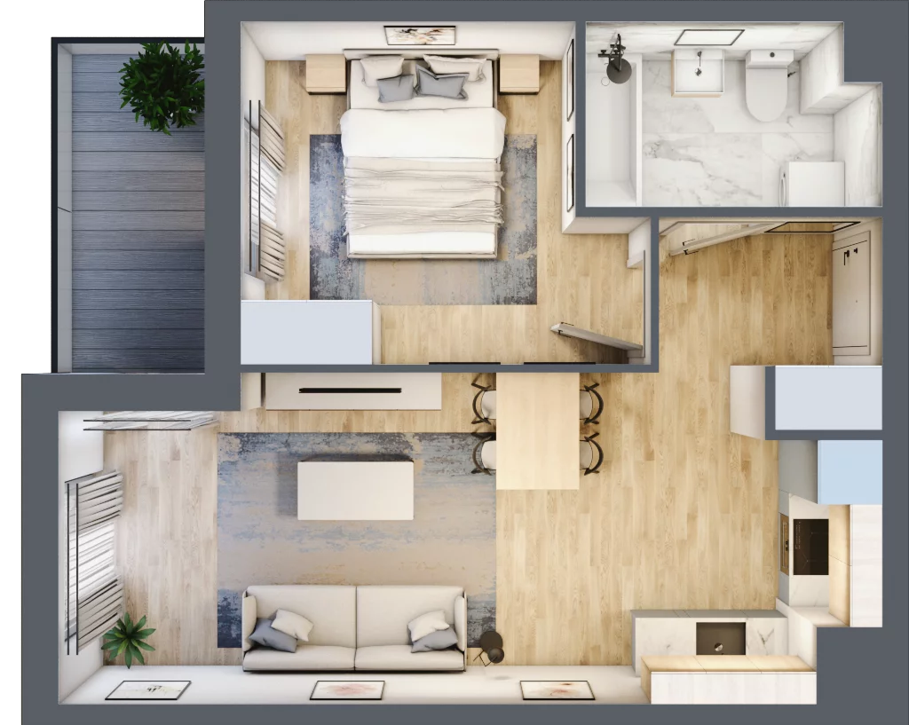 2 pokoje, mieszkanie 40,78 m², piętro 3, oferta nr B9-K1-3-3, Żerniki Na Novo III, Wrocław, Żerniki, ul. Maxa Berga