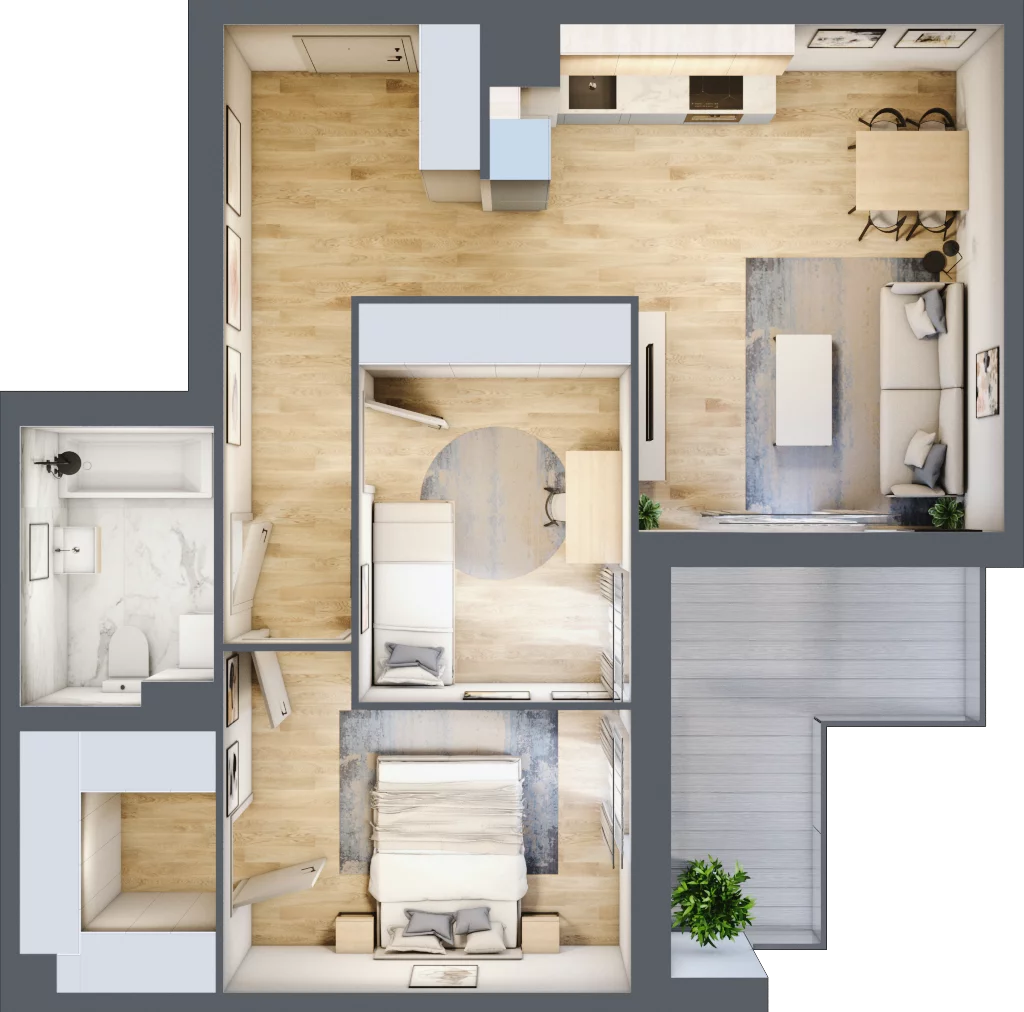 3 pokoje, mieszkanie 65,19 m², piętro 3, oferta nr B9-K2-3-3, Żerniki Na Novo III, Wrocław, Żerniki, ul. Maxa Berga