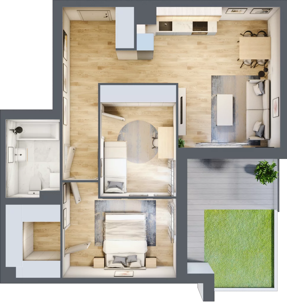 3 pokoje, mieszkanie 64,91 m², parter, oferta nr B9-K2-0-1, Żerniki Na Novo III, Wrocław, Żerniki, ul. Maxa Berga