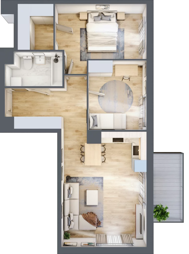 3 pokoje, mieszkanie 64,46 m², piętro 4, oferta nr B9-K1-4-2, Żerniki Na Novo III, Wrocław, Żerniki, ul. Maxa Berga