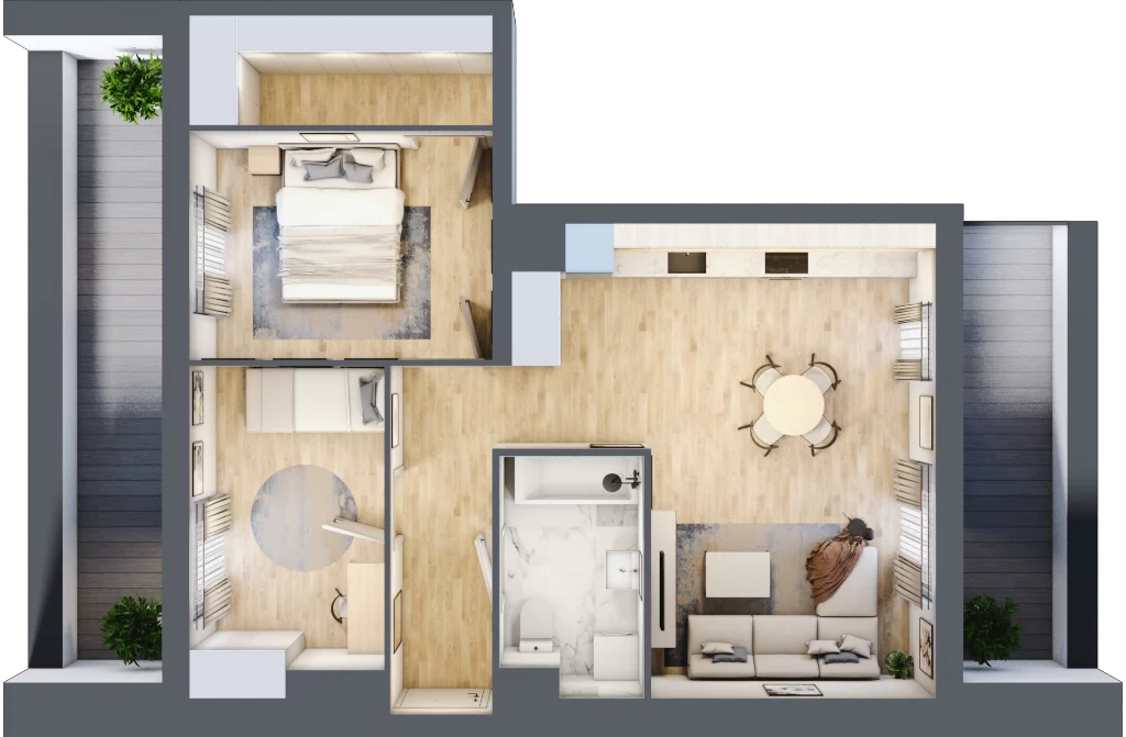 3 pokoje, mieszkanie 61,13 m², piętro 4, oferta nr B9-K3-4-3, Żerniki Na Novo III, Wrocław, Żerniki, ul. Maxa Berga