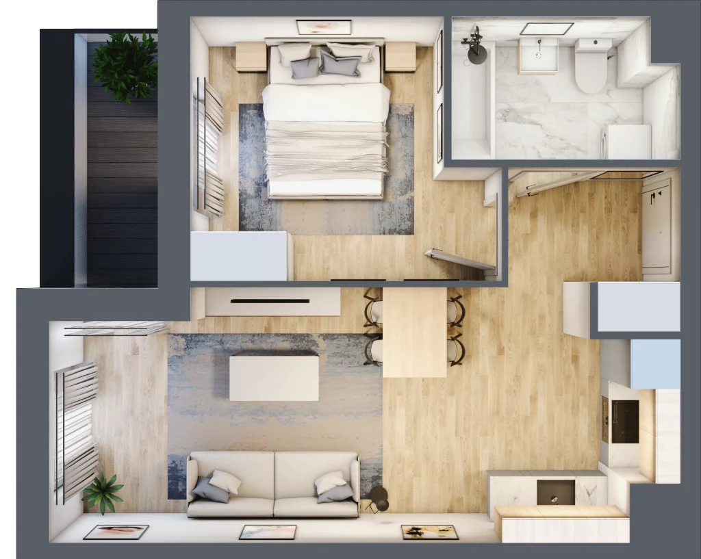 2 pokoje, mieszkanie 40,30 m², piętro 1, oferta nr B9-K1-1-3, Żerniki Na Novo III, Wrocław, Żerniki, ul. Maxa Berga