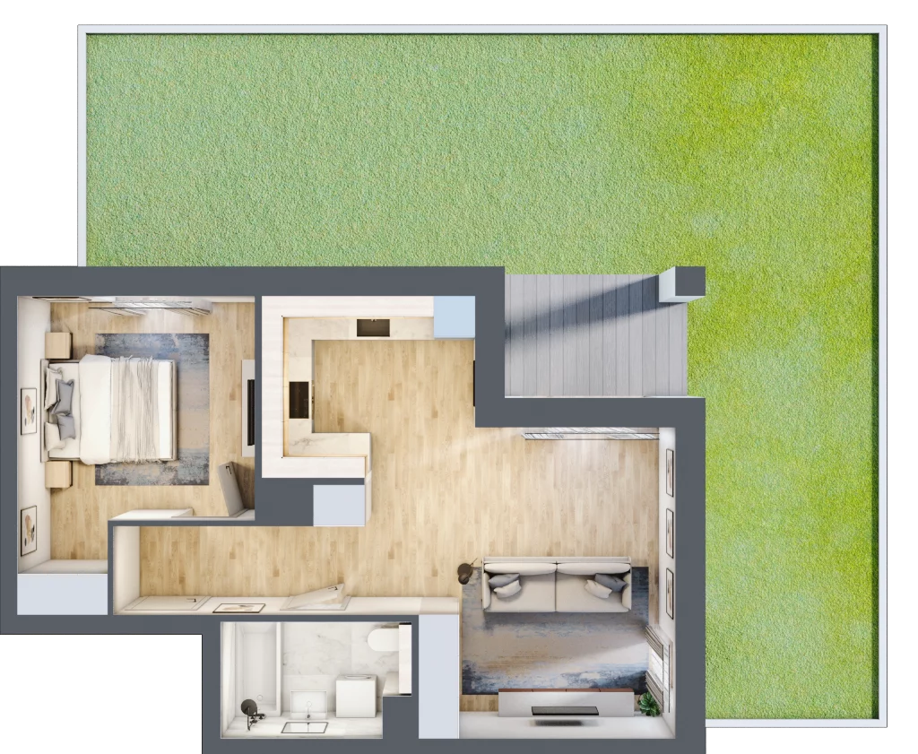 2 pokoje, mieszkanie 48,67 m², parter, oferta nr 2A.0.01, Nowa Francuska IIA, Katowice, Osiedle Paderewskiego-Muchowiec, Muchowiec, ul. Szybowcowa
