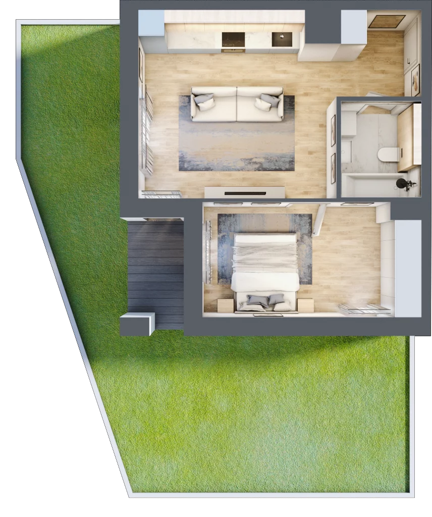 2 pokoje, mieszkanie 41,36 m², parter, oferta nr 2B.0.28, Nowa Francuska IIA, Katowice, Osiedle Paderewskiego-Muchowiec, Muchowiec, ul. Szybowcowa