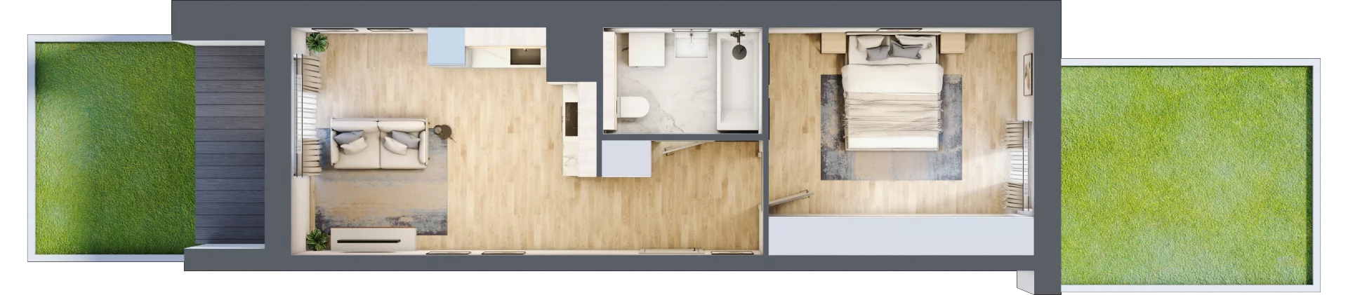 2 pokoje, mieszkanie 42,52 m², parter, oferta nr 2B.0.30, Nowa Francuska IIA, Katowice, Osiedle Paderewskiego-Muchowiec, Muchowiec, ul. Szybowcowa