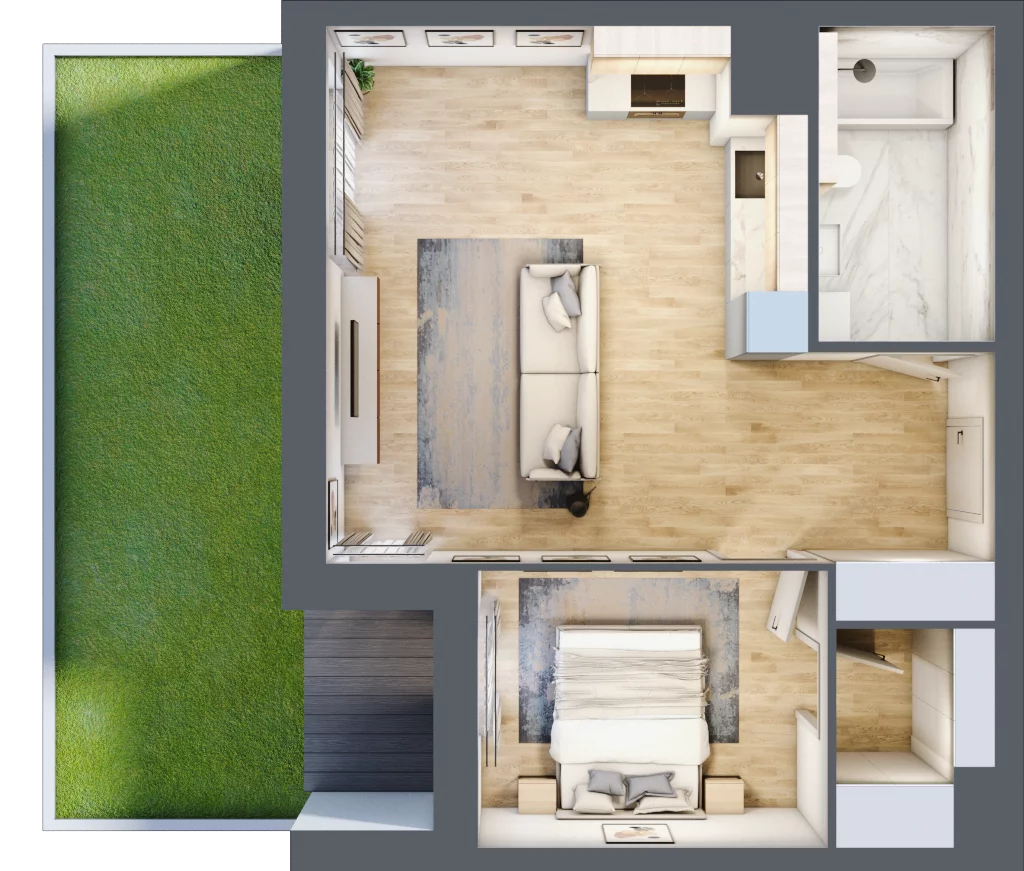 2 pokoje, mieszkanie 47,34 m², parter, oferta nr 2C.0.68, Nowa Francuska IIA, Katowice, Osiedle Paderewskiego-Muchowiec, Muchowiec, ul. Szybowcowa
