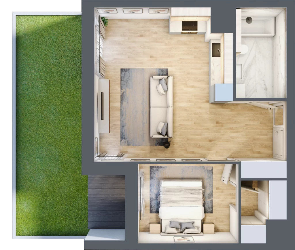 2 pokoje, mieszkanie 47,10 m², parter, oferta nr 2C.0.70, Nowa Francuska IIA, Katowice, Osiedle Paderewskiego-Muchowiec, Muchowiec, ul. Szybowcowa