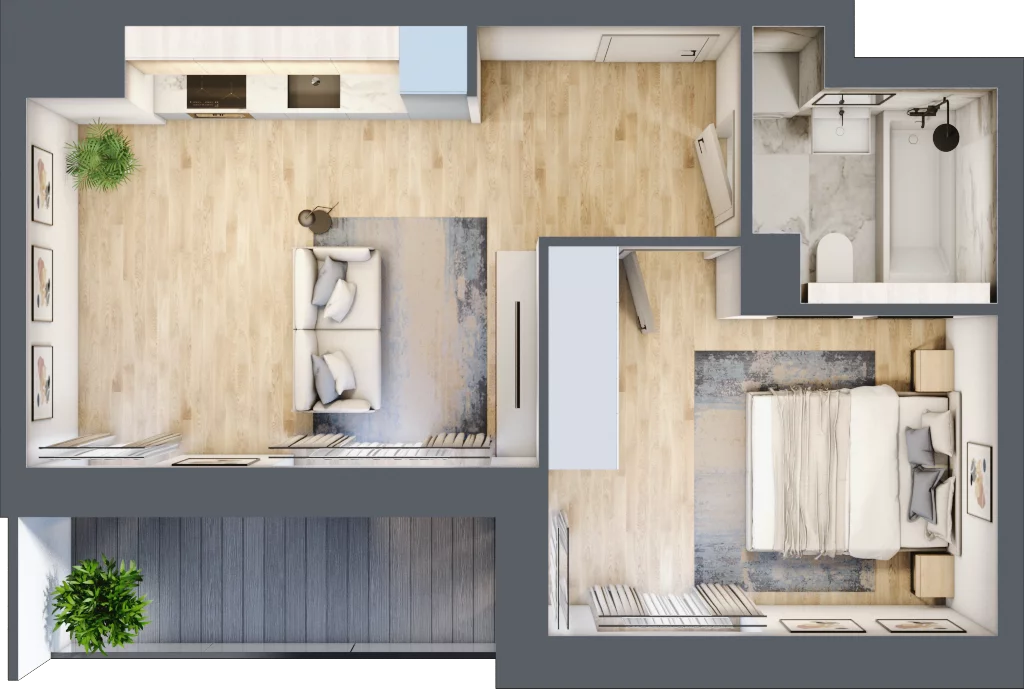 2 pokoje, mieszkanie 36,94 m², piętro 1, oferta nr 2A.1.05, Nowa Francuska IIA, Katowice, Osiedle Paderewskiego-Muchowiec, Muchowiec, ul. Szybowcowa