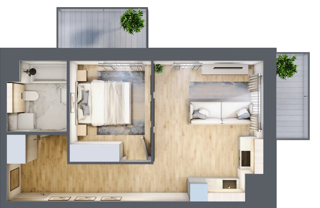 2 pokoje, mieszkanie 39,40 m², piętro 1, oferta nr 2C.1.80, Nowa Francuska IIA, Katowice, Osiedle Paderewskiego-Muchowiec, Muchowiec, ul. Szybowcowa