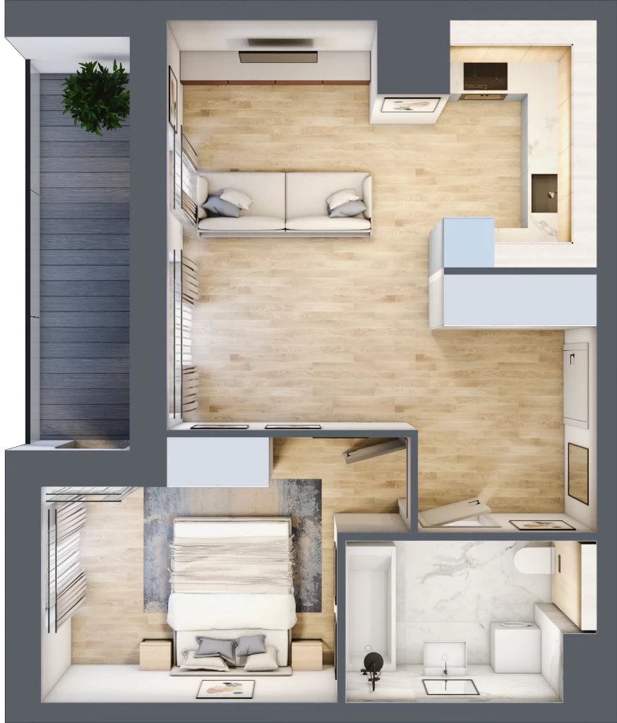 2 pokoje, mieszkanie 43,20 m², piętro 2, oferta nr 2C.2.84, Nowa Francuska IIA, Katowice, Osiedle Paderewskiego-Muchowiec, Muchowiec, ul. Szybowcowa