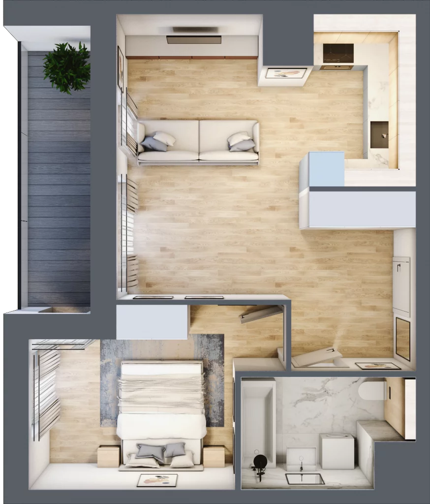 2 pokoje, mieszkanie 42,96 m², piętro 2, oferta nr 2C.2.86, Nowa Francuska IIA, Katowice, Osiedle Paderewskiego-Muchowiec, Muchowiec, ul. Szybowcowa