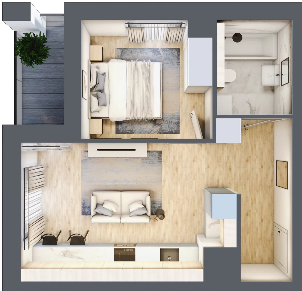 2 pokoje, mieszkanie 35,54 m², piętro 2, oferta nr 2C.2.87, Nowa Francuska IIA, Katowice, Osiedle Paderewskiego-Muchowiec, Muchowiec, ul. Szybowcowa