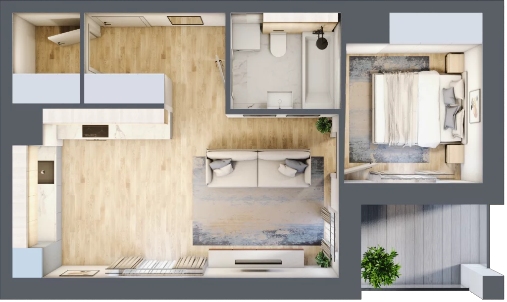 2 pokoje, mieszkanie 43,68 m², piętro 3, oferta nr 2A.3.12, Nowa Francuska IIA, Katowice, Osiedle Paderewskiego-Muchowiec, Muchowiec, ul. Szybowcowa