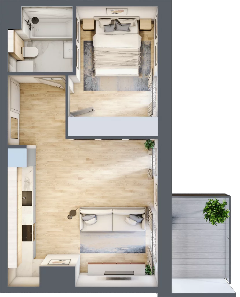 2 pokoje, mieszkanie 41,16 m², piętro 3, oferta nr 2C.3.91, Nowa Francuska IIA, Katowice, Osiedle Paderewskiego-Muchowiec, Muchowiec, ul. Szybowcowa