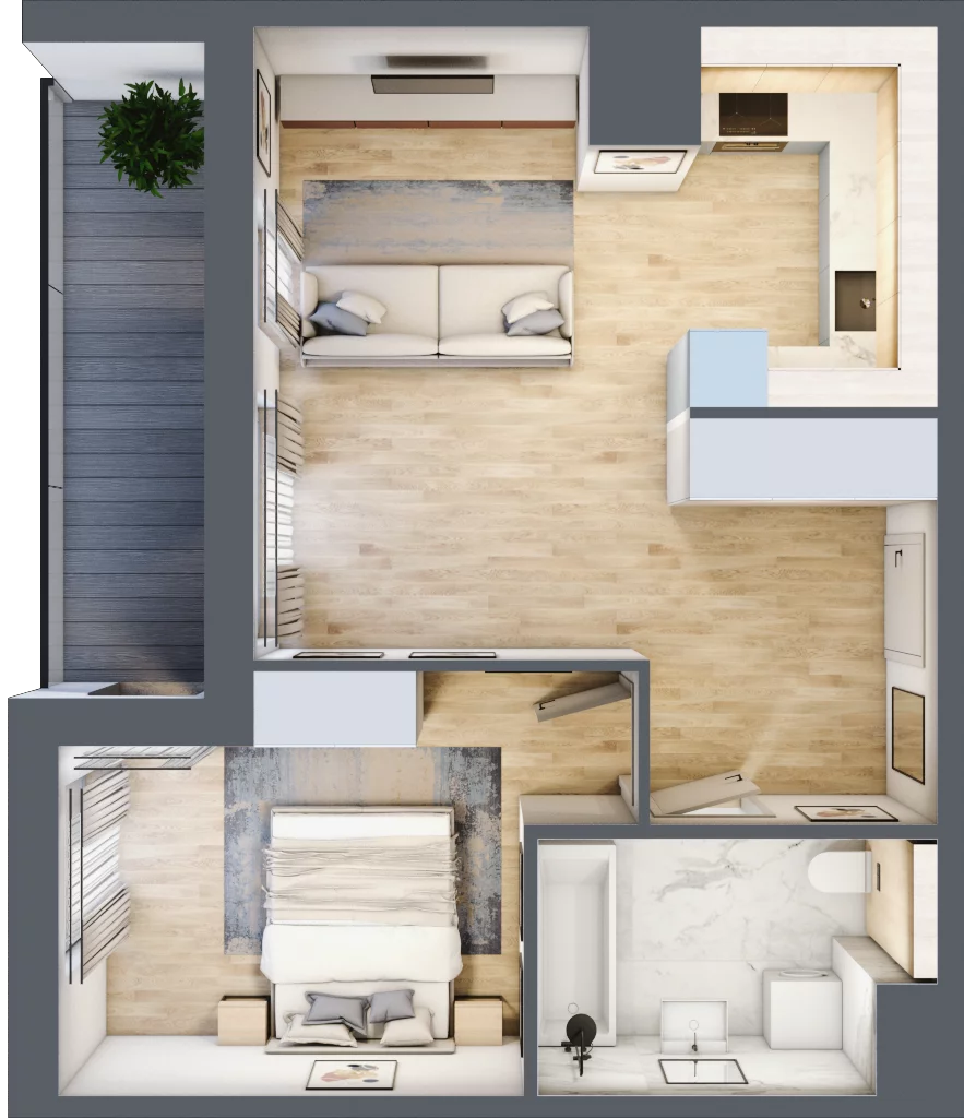 2 pokoje, mieszkanie 44,45 m², piętro 4, oferta nr 2C.4.102, Nowa Francuska IIA, Katowice, Osiedle Paderewskiego-Muchowiec, Muchowiec, ul. Szybowcowa