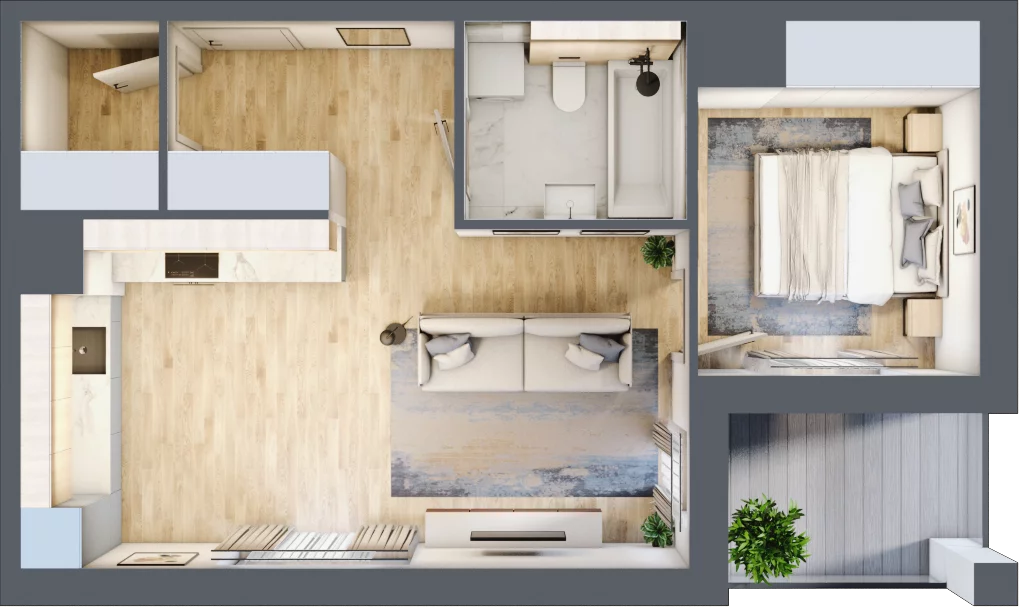 2 pokoje, mieszkanie 45,34 m², piętro 5, oferta nr 2A.5.20, Nowa Francuska IIA, Katowice, Osiedle Paderewskiego-Muchowiec, Muchowiec, ul. Szybowcowa