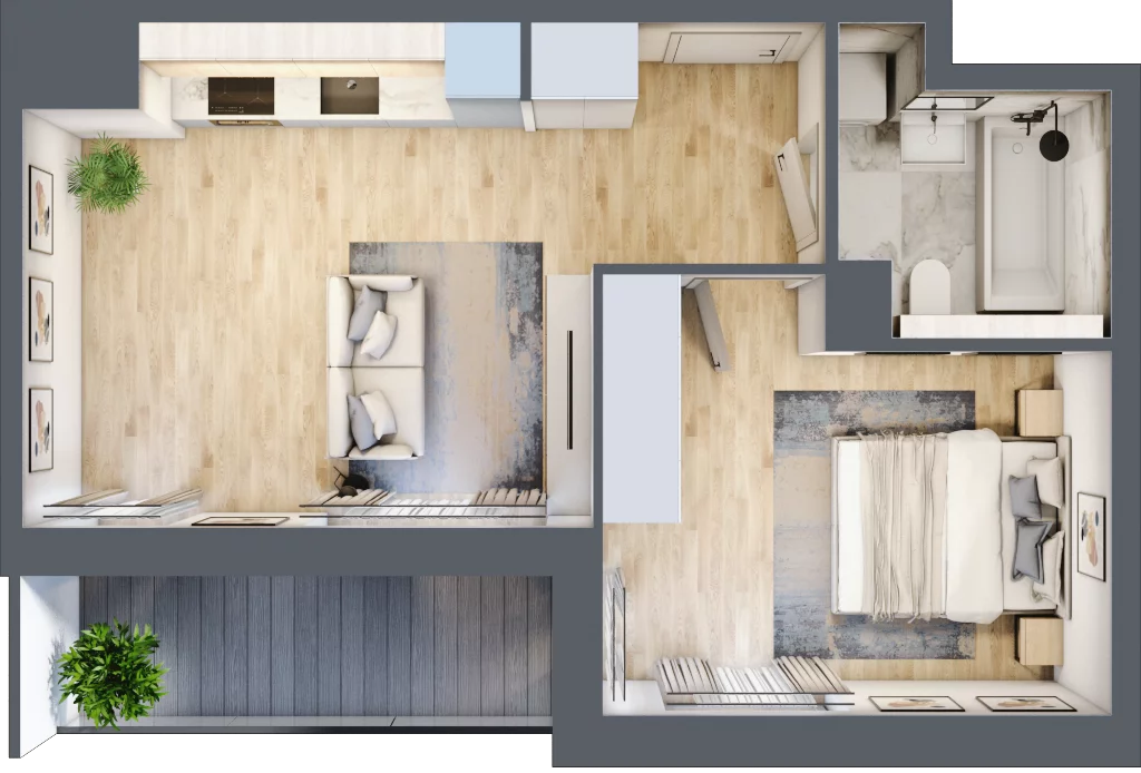2 pokoje, mieszkanie 38,28 m², piętro 5, oferta nr 2A.5.21, Nowa Francuska IIA, Katowice, Osiedle Paderewskiego-Muchowiec, Muchowiec, ul. Szybowcowa