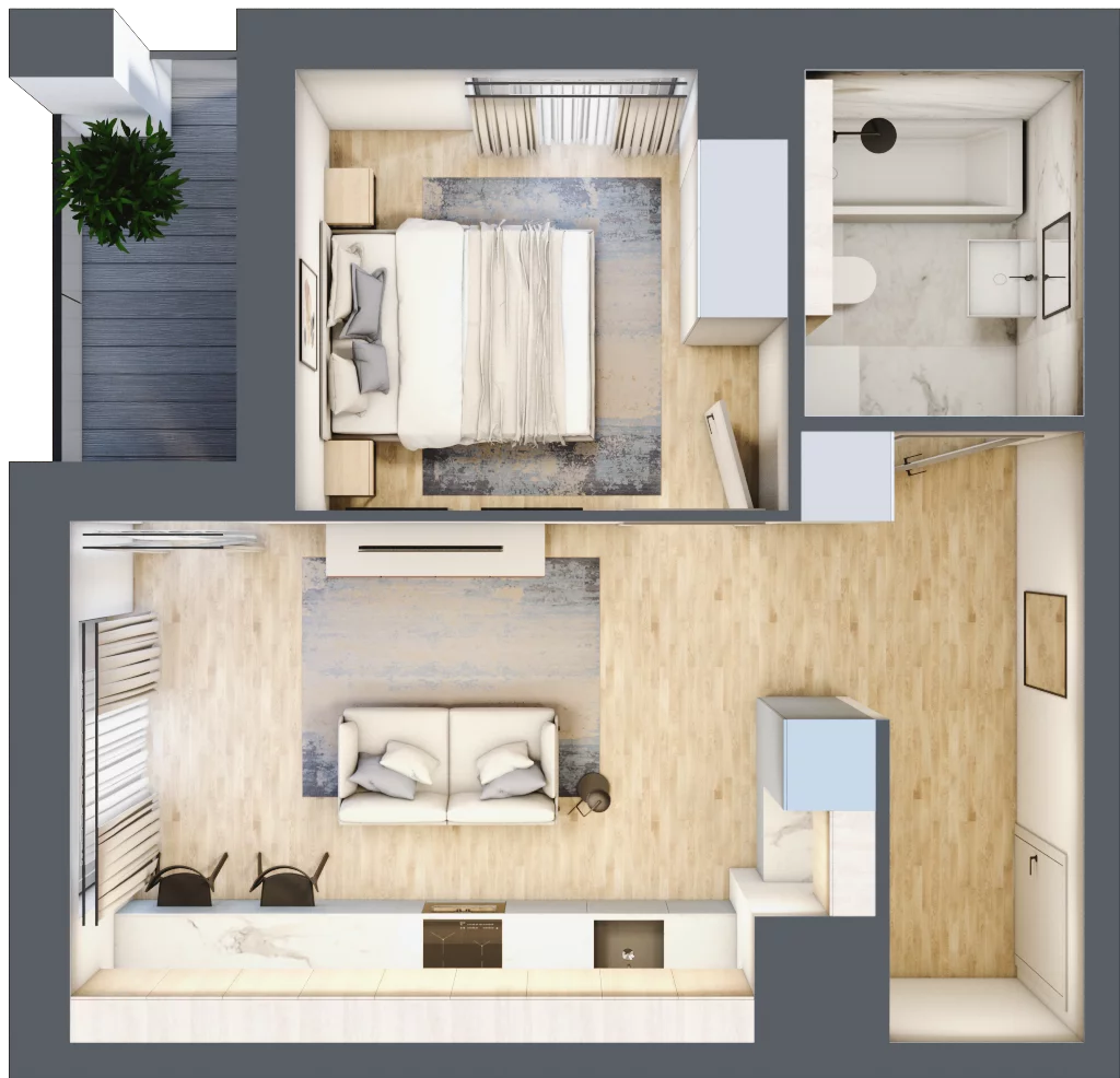 2 pokoje, mieszkanie 36,70 m², piętro 5, oferta nr 2C.5.114, Nowa Francuska IIA, Katowice, Osiedle Paderewskiego-Muchowiec, Muchowiec, ul. Szybowcowa