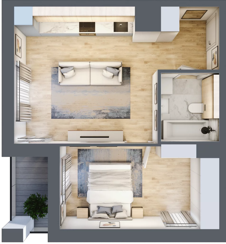 2 pokoje, mieszkanie 42,75 m², piętro 6, oferta nr 2B.6.52, Nowa Francuska IIA, Katowice, Osiedle Paderewskiego-Muchowiec, Muchowiec, ul. Szybowcowa