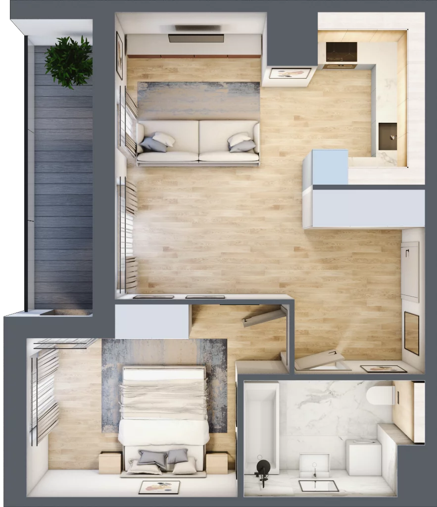 2 pokoje, mieszkanie 44,69 m², piętro 6, oferta nr 2C.6.120, Nowa Francuska IIA, Katowice, Osiedle Paderewskiego-Muchowiec, Muchowiec, ul. Szybowcowa