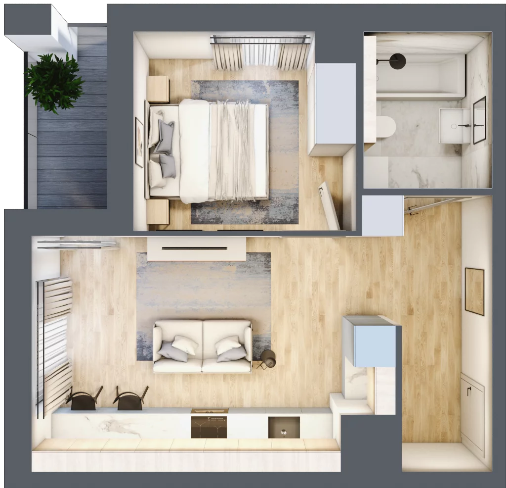 2 pokoje, mieszkanie 36,86 m², piętro 6, oferta nr 2C.6.123, Nowa Francuska IIA, Katowice, Osiedle Paderewskiego-Muchowiec, Muchowiec, ul. Szybowcowa