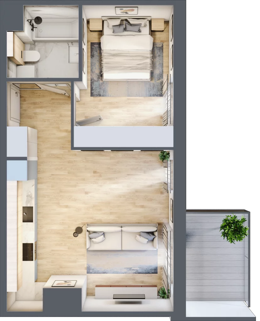 2 pokoje, mieszkanie 42,68 m², piętro 8, oferta nr 2C.8.136, Nowa Francuska IIA, Katowice, Osiedle Paderewskiego-Muchowiec, Muchowiec, ul. Szybowcowa