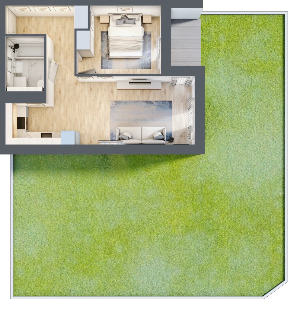 2 pokoje, mieszkanie 44,43 m², parter, oferta nr 3A.0.04, Nowa Francuska IIA, Katowice, Osiedle Paderewskiego-Muchowiec, Muchowiec, ul. Szybowcowa