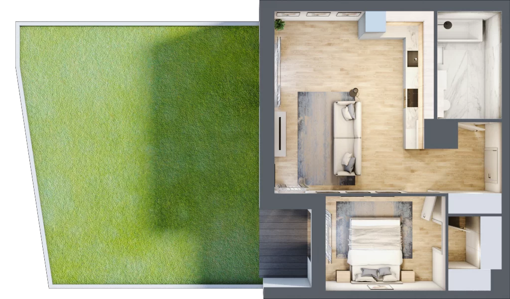 2 pokoje, mieszkanie 47,31 m², parter, oferta nr 3A.0.06, Nowa Francuska IIA, Katowice, Osiedle Paderewskiego-Muchowiec, Muchowiec, ul. Szybowcowa