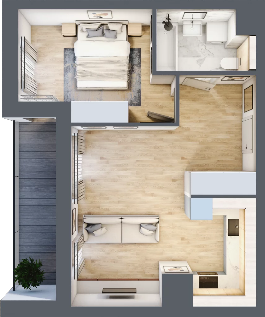 2 pokoje, mieszkanie 43,52 m², piętro 2, oferta nr 3B.2.75, Nowa Francuska IIA, Katowice, Osiedle Paderewskiego-Muchowiec, Muchowiec, ul. Szybowcowa