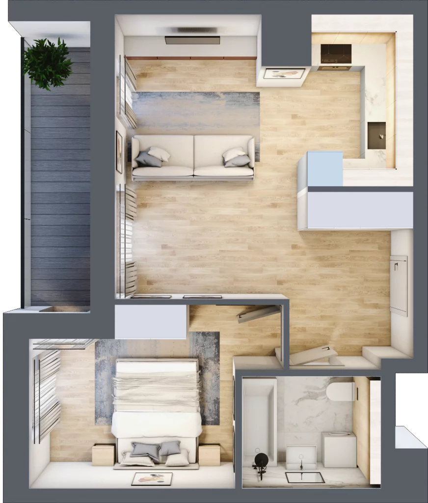 2 pokoje, mieszkanie 42,38 m², piętro 2, oferta nr 3B.2.76, Nowa Francuska IIA, Katowice, Osiedle Paderewskiego-Muchowiec, Muchowiec, ul. Szybowcowa