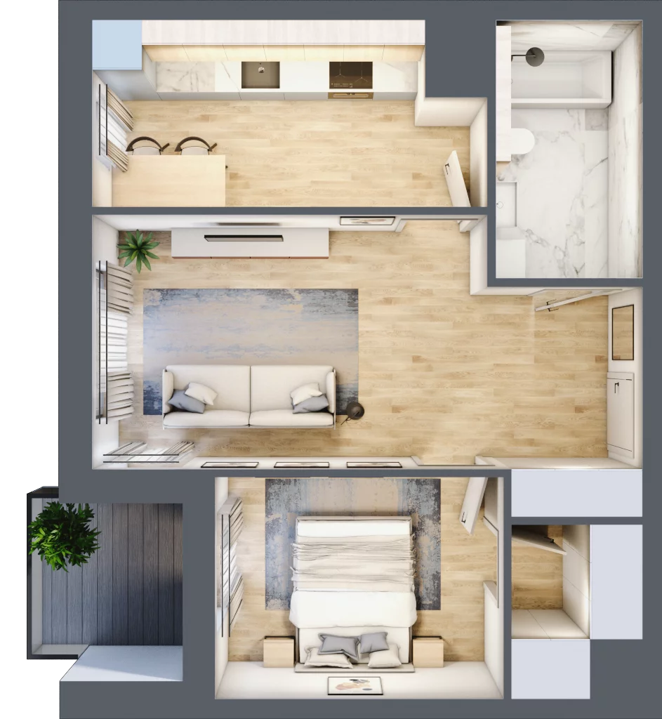2 pokoje, mieszkanie 48,56 m², piętro 5, oferta nr 3A.5.35, Nowa Francuska IIA, Katowice, Osiedle Paderewskiego-Muchowiec, Muchowiec, ul. Szybowcowa