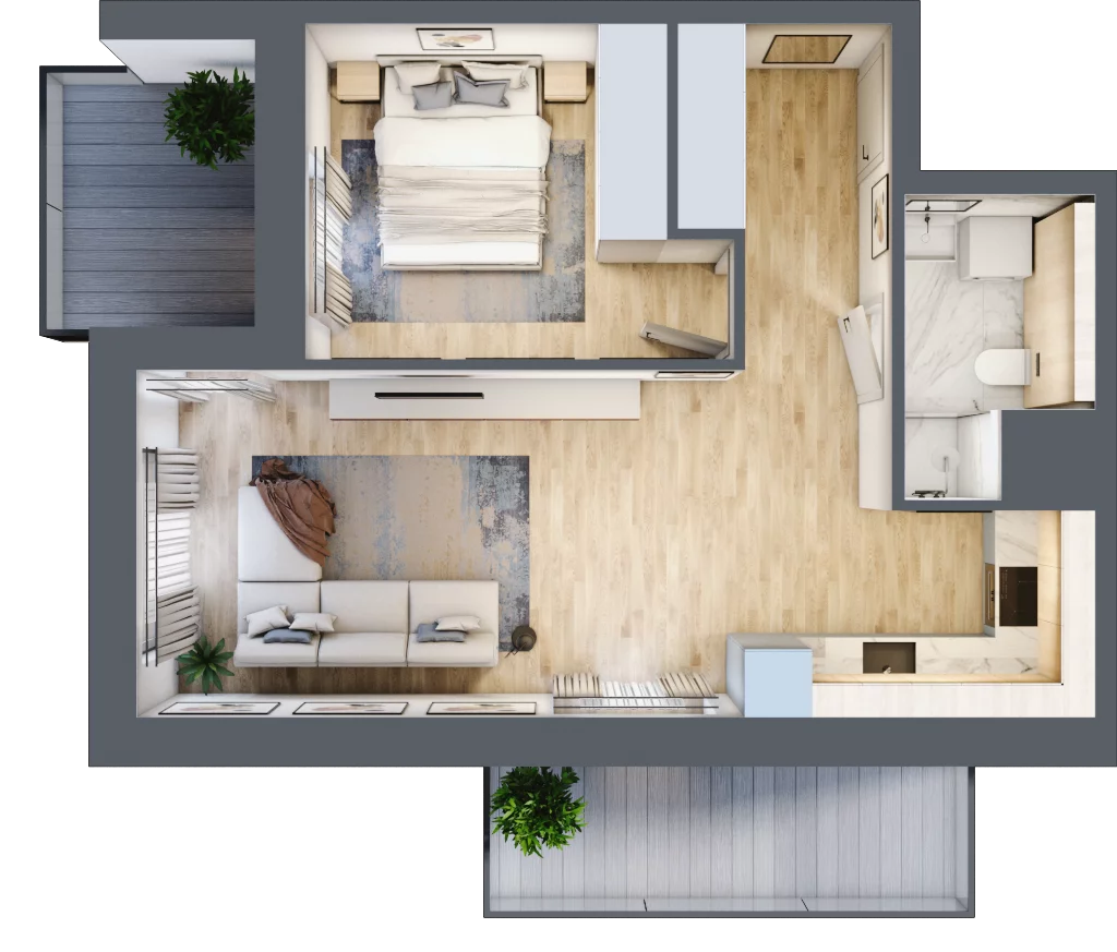 2 pokoje, mieszkanie 43,16 m², piętro 5, oferta nr 3A.5.40, Nowa Francuska IIA, Katowice, Osiedle Paderewskiego-Muchowiec, Muchowiec, ul. Szybowcowa