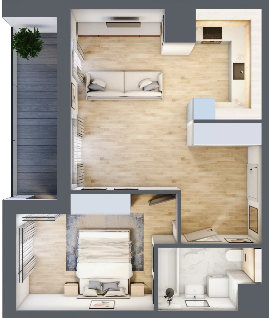 2 pokoje, mieszkanie 44,81 m², piętro 6, oferta nr 3A.6.42, Nowa Francuska IIA, Katowice, Osiedle Paderewskiego-Muchowiec, Muchowiec, ul. Szybowcowa