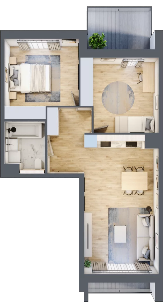 3 pokoje, mieszkanie 58,33 m², piętro 3, oferta nr 1.03.B23, Ogrody Andersa III, Gliwice, Wojska Polskiego, ul. Generała Władysława Andersa