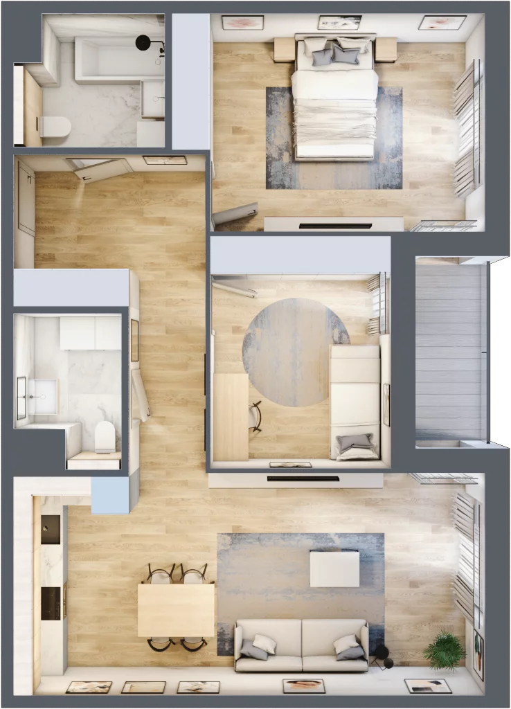 3 pokoje, mieszkanie 75,19 m², piętro 3, oferta nr 1.03.D20, Ogrody Andersa III, Gliwice, Wojska Polskiego, ul. Generała Władysława Andersa