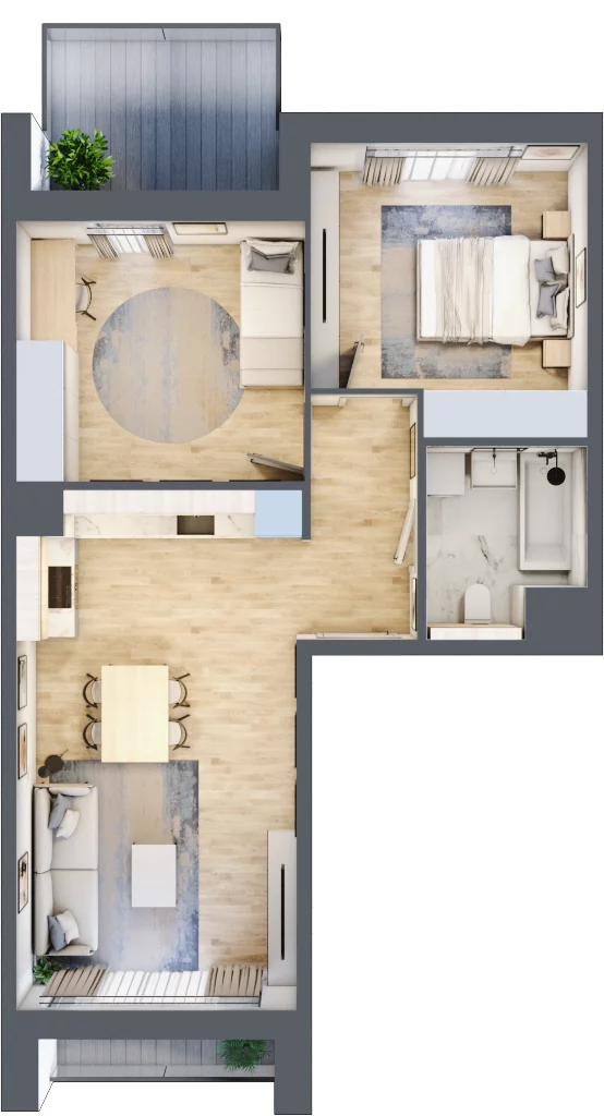 3 pokoje, mieszkanie 57,99 m², piętro 3, oferta nr 4.03.D16, Ogrody Andersa III, Gliwice, Wojska Polskiego, ul. Generała Władysława Andersa