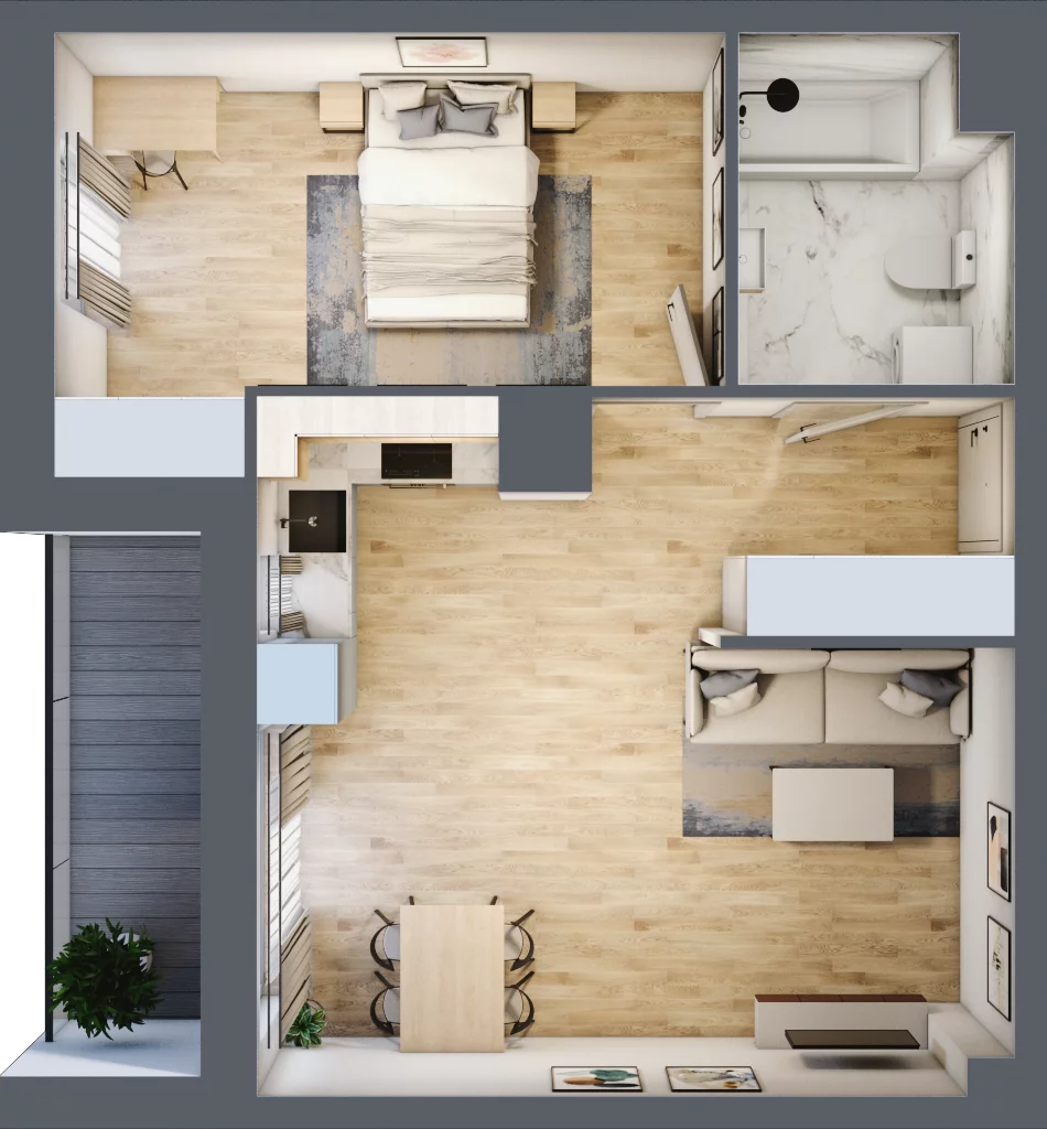 2 pokoje, mieszkanie 47,95 m², piętro 5, oferta nr 2.A30, Niebieski Bursztyn II, Reda, ul. Bosmańska