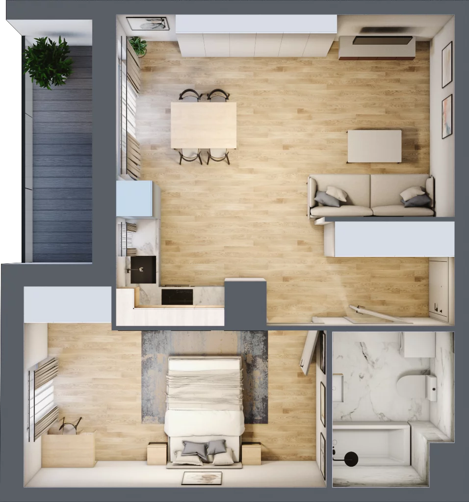2 pokoje, mieszkanie 48,30 m², piętro 2, oferta nr 2.A6, Niebieski Bursztyn II, Reda, ul. Bosmańska