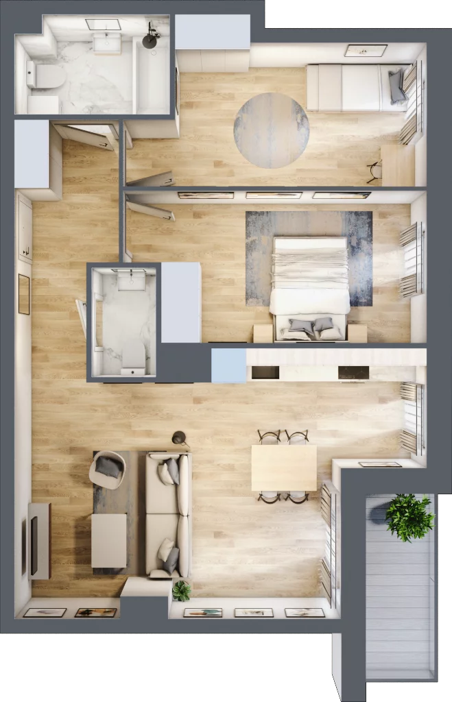 3 pokoje, mieszkanie 66,54 m², piętro 5, oferta nr 2.A28, Niebieski Bursztyn II, Reda, ul. Bosmańska