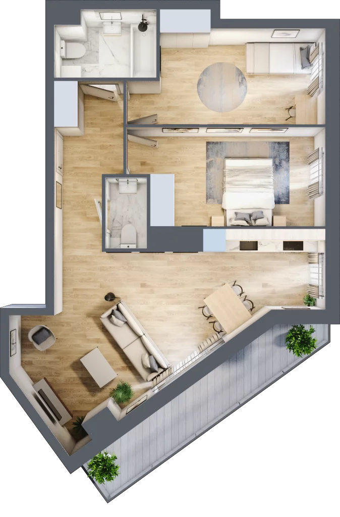 3 pokoje, mieszkanie 66,90 m², piętro 11, oferta nr 2.A81, Niebieski Bursztyn II, Reda, ul. Bosmańska