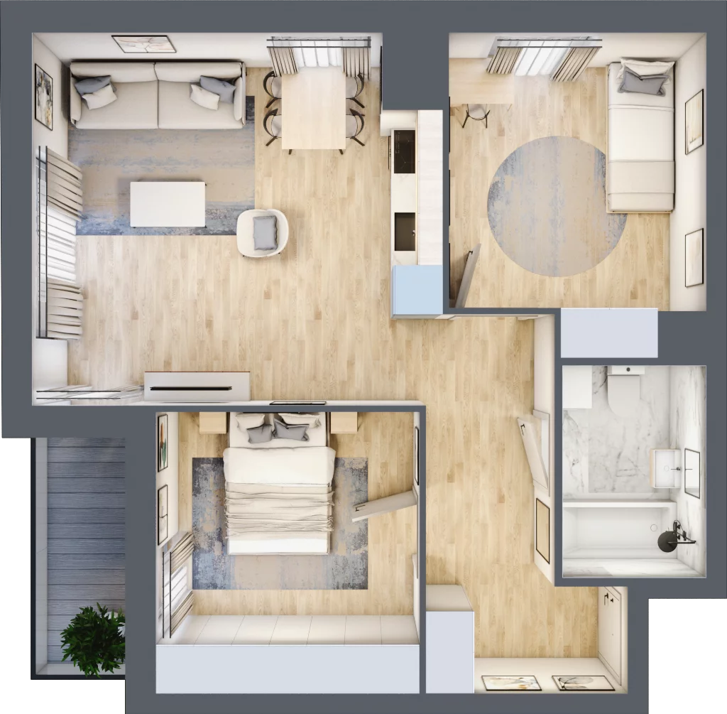 3 pokoje, mieszkanie 56,07 m², piętro 14, oferta nr 2.A112, Niebieski Bursztyn II, Reda, ul. Bosmańska