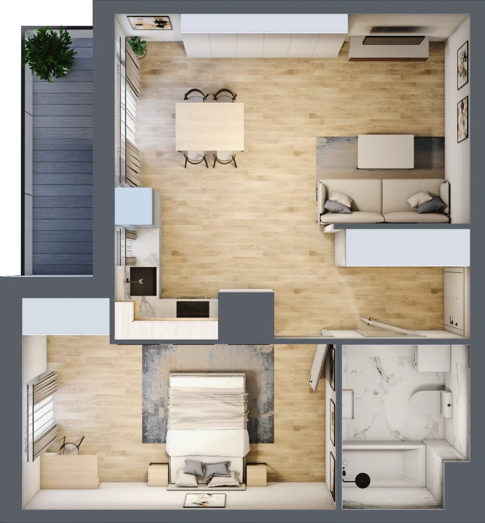 2 pokoje, mieszkanie 48,55 m², piętro 13, oferta nr 2.A103, Niebieski Bursztyn II, Reda, ul. Bosmańska