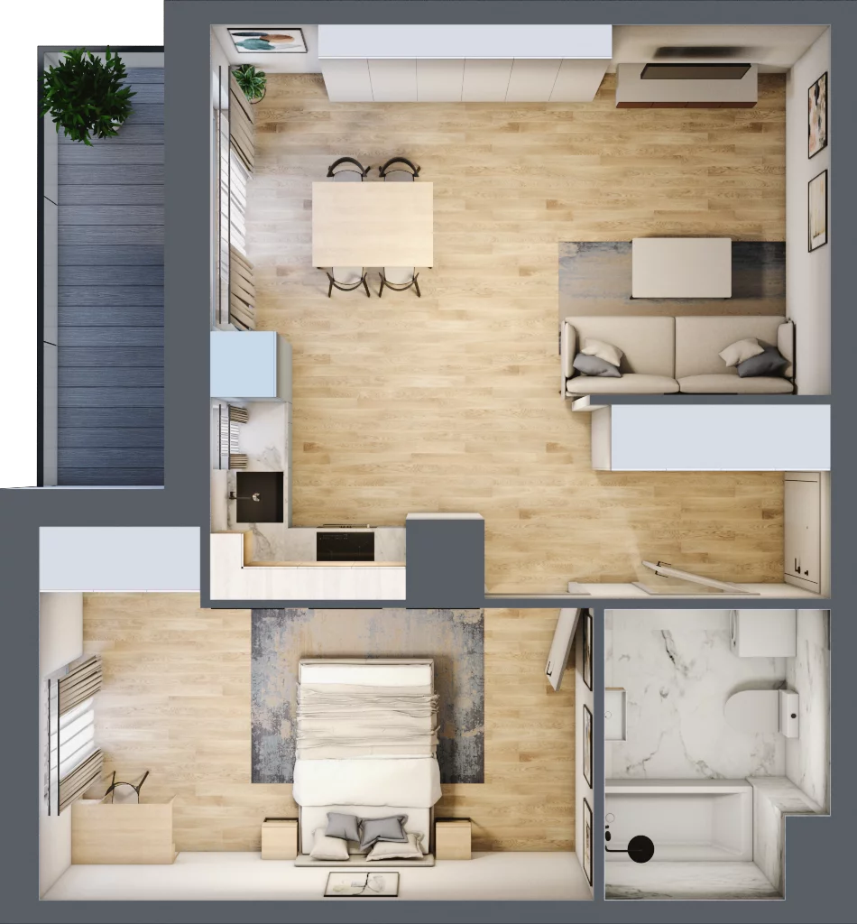 2 pokoje, mieszkanie 48,47 m², piętro 8, oferta nr 2.A59, Niebieski Bursztyn II, Reda, ul. Bosmańska