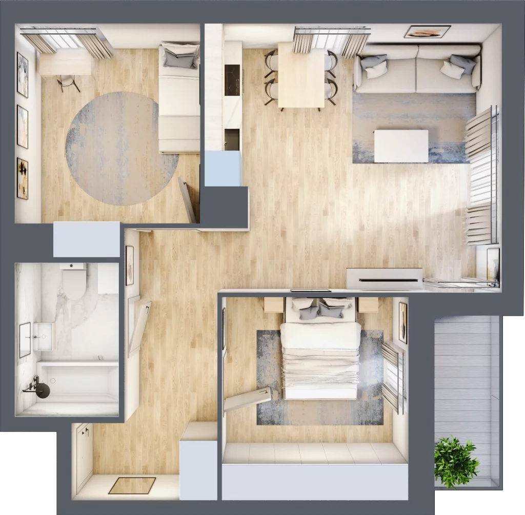 3 pokoje, mieszkanie 55,99 m², piętro 8, oferta nr 2.A61, Niebieski Bursztyn II, Reda, ul. Bosmańska
