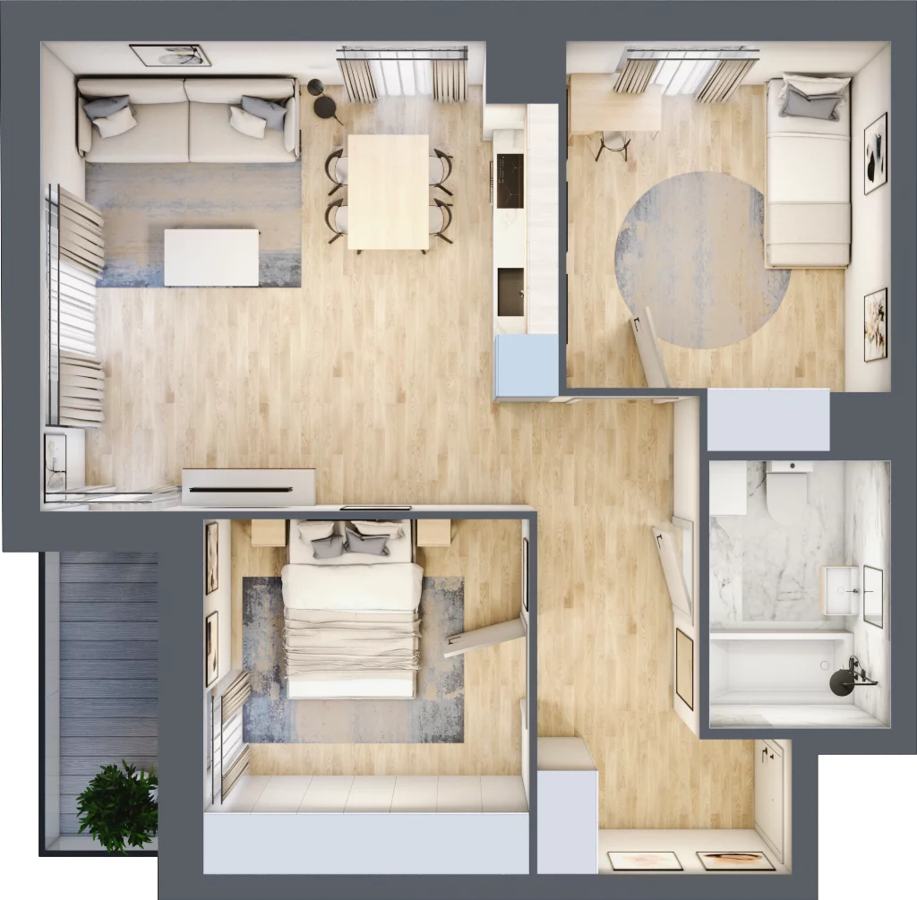 3 pokoje, mieszkanie 56,15 m², piętro 9, oferta nr 2.A69, Niebieski Bursztyn II, Reda, ul. Bosmańska