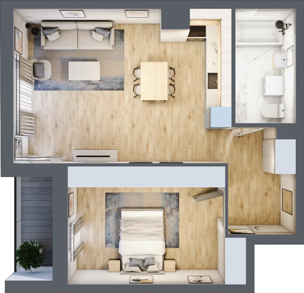 2 pokoje, mieszkanie 55,63 m², piętro 3, oferta nr 2.A16, Niebieski Bursztyn II, Reda, ul. Bosmańska